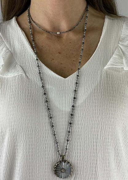Mother of Pearl Daisy Necklace Made in USA
