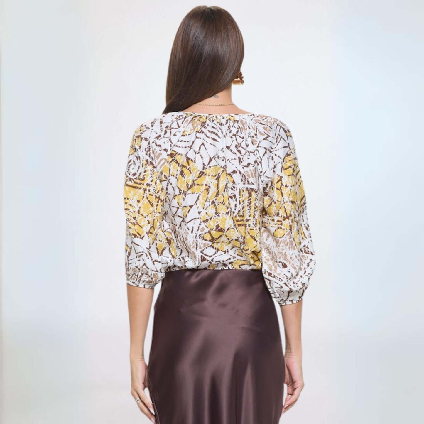 Abstract Printed V-Neck Blouse