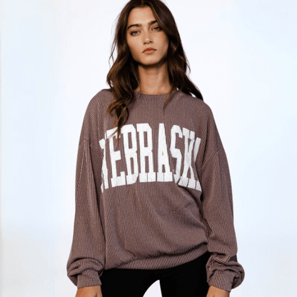 Graphic NEBRASKA Oversized Sweatshirt Made in USA