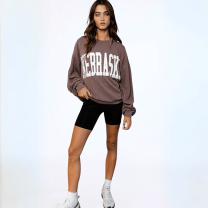 Graphic NEBRASKA Oversized Sweatshirt Made in USA