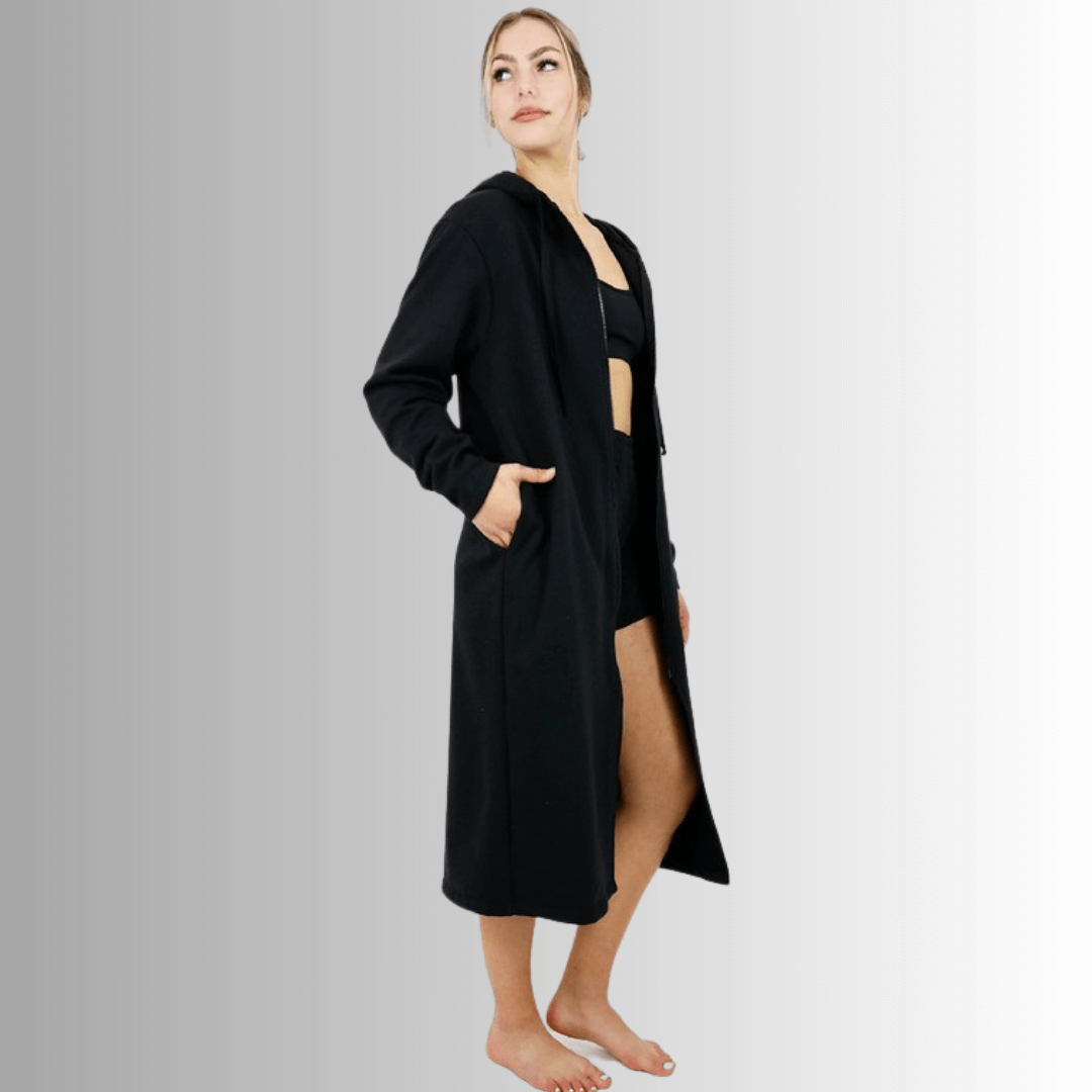 Nina Long Line Fleece Zip Front Jacket