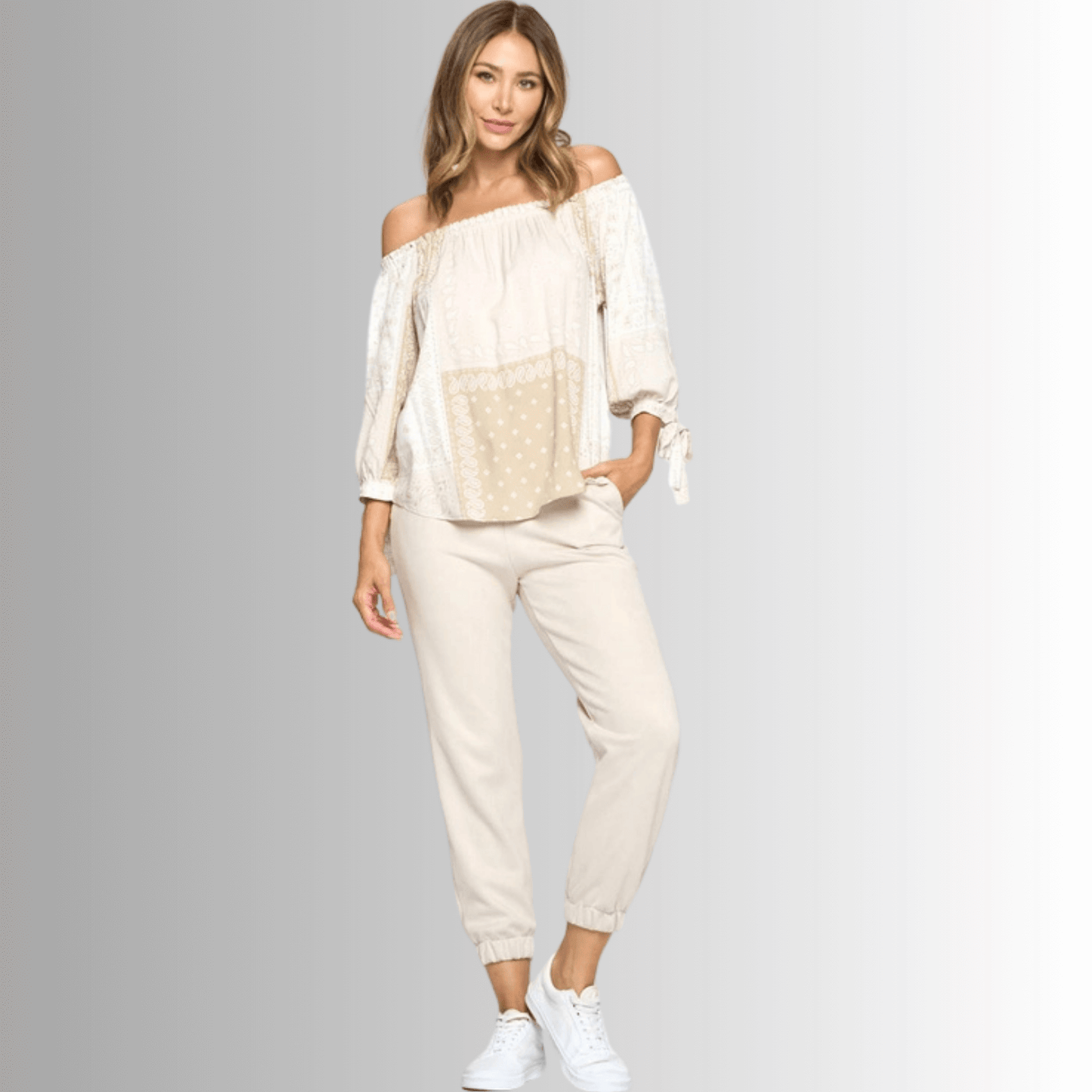 Bandana Print Off the Shoulder Top