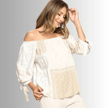Bandana Print Off the Shoulder Top