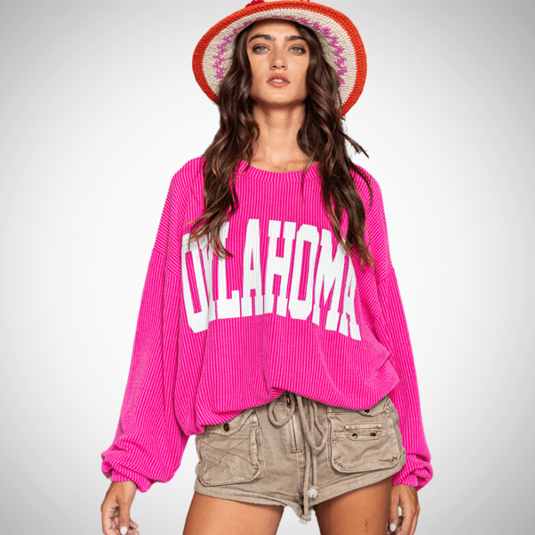 Graphic OKLAHOMA Oversized Sweatshirt Made in USA
