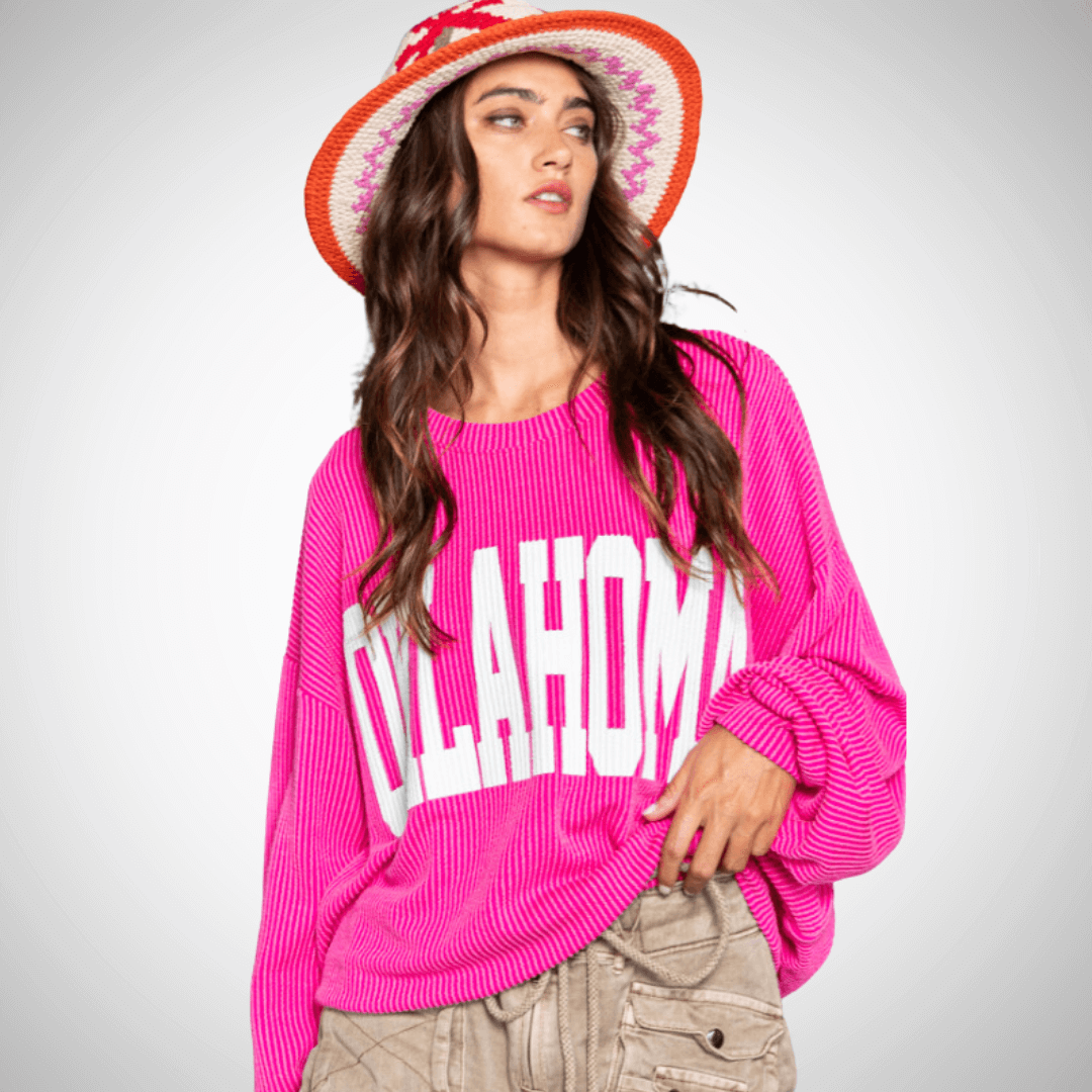 Graphic OKLAHOMA Oversized Sweatshirt Made in USA