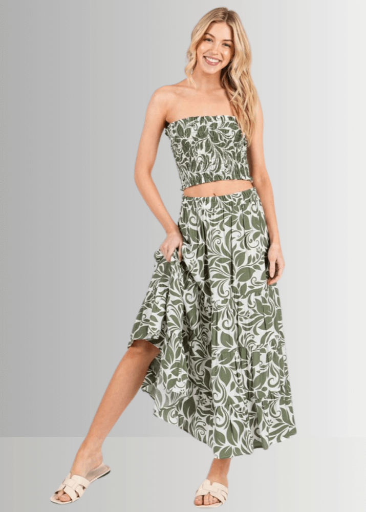 Olive Bora Bora Midi Skirt