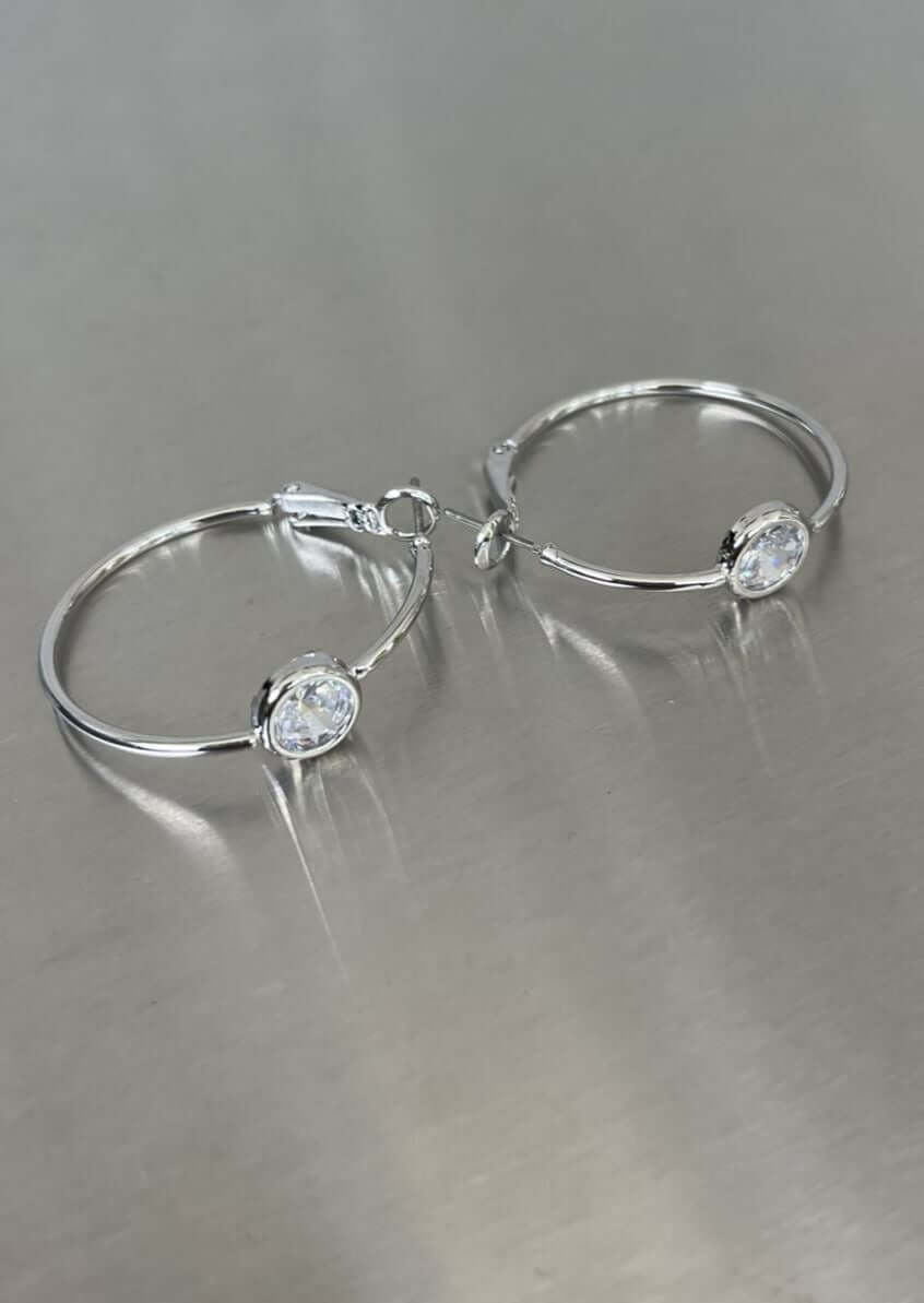 One Love Hoop Earrings with Cubic Zirconia Charm Made in USA