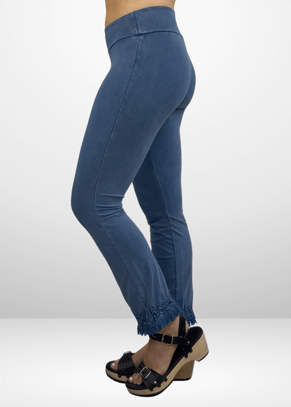 Mineral Washed Crochet Fringe Hem Pants