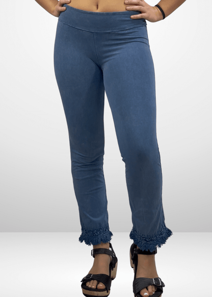 Mineral Washed Crochet Fringe Hem Pants