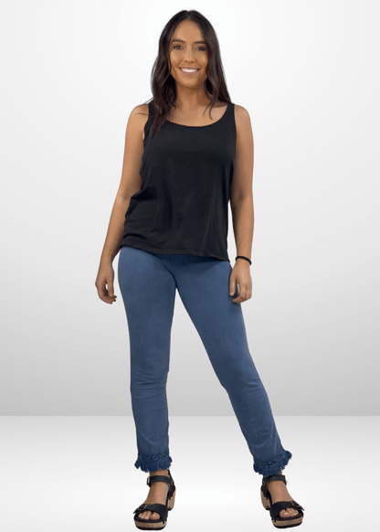 Mineral Washed Crochet Fringe Hem Pants