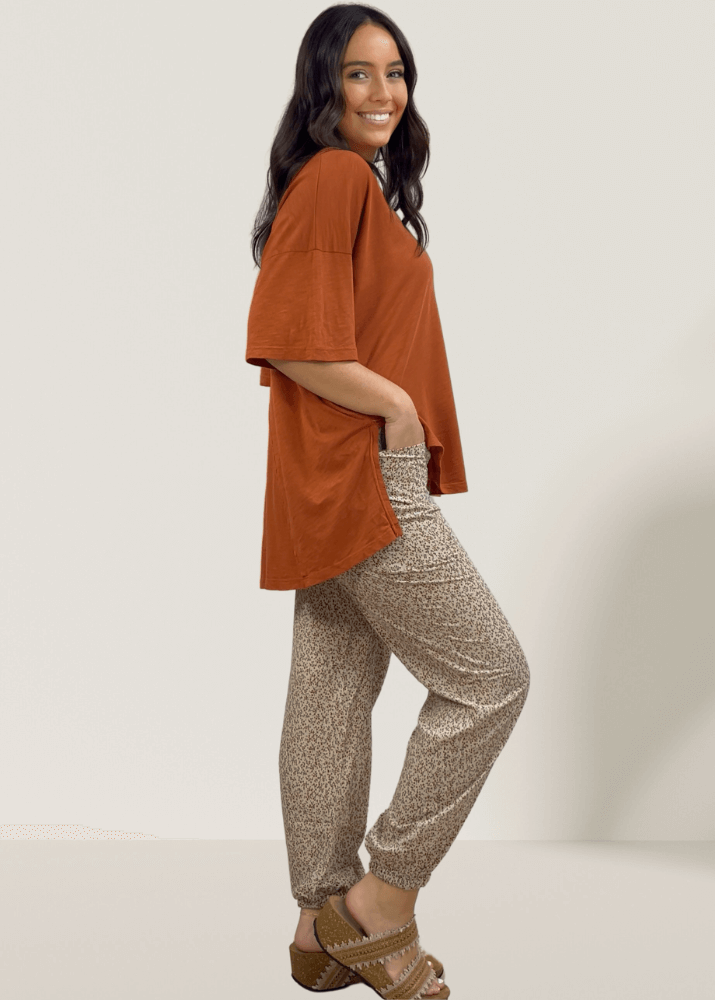 Taupe Floral Print Joggers