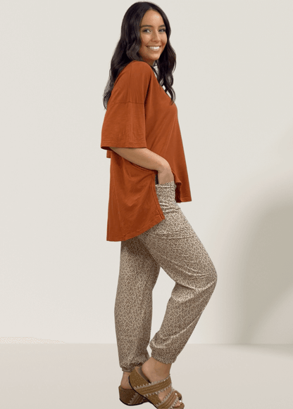 Taupe Floral Print Joggers