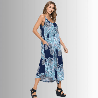 Blue Paisley Jumpsuit Romper Made in USA