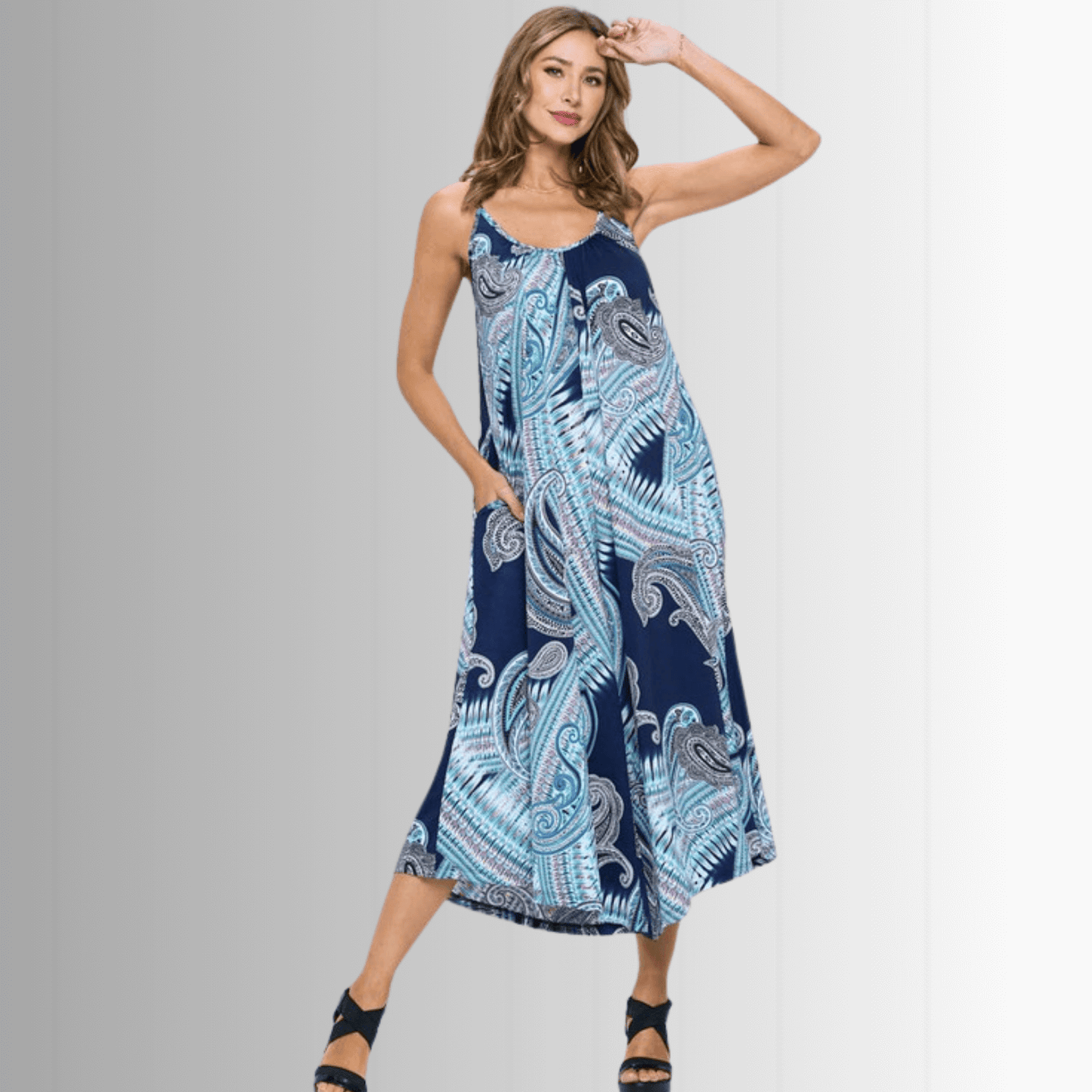 Blue Paisley Jumpsuit Romper Made in USA