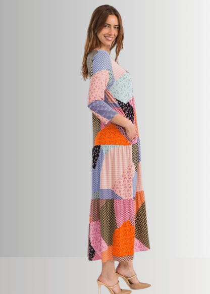 Patch Print Maxi Dress