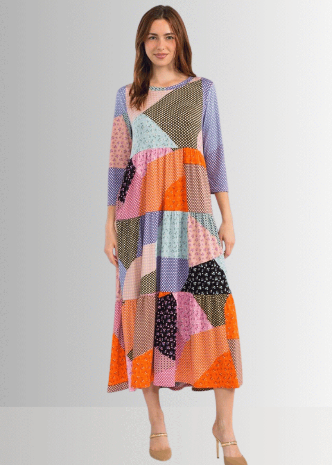 Patch Print Maxi Dress