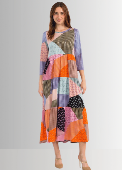 Patch Print Maxi Dress