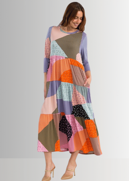 Patch Print Maxi Dress