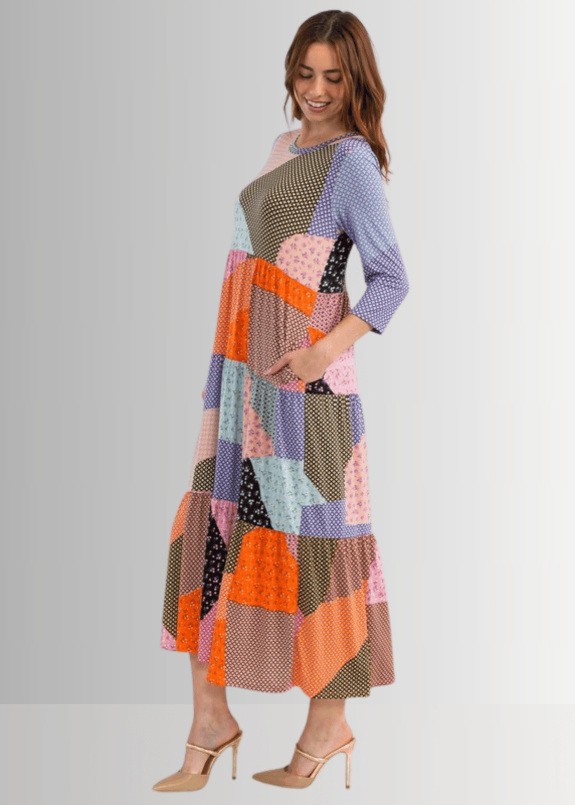 Patch Print Maxi Dress
