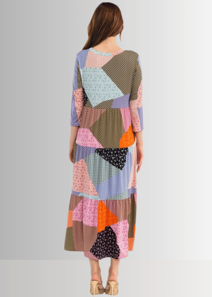 Patch Print Maxi Dress