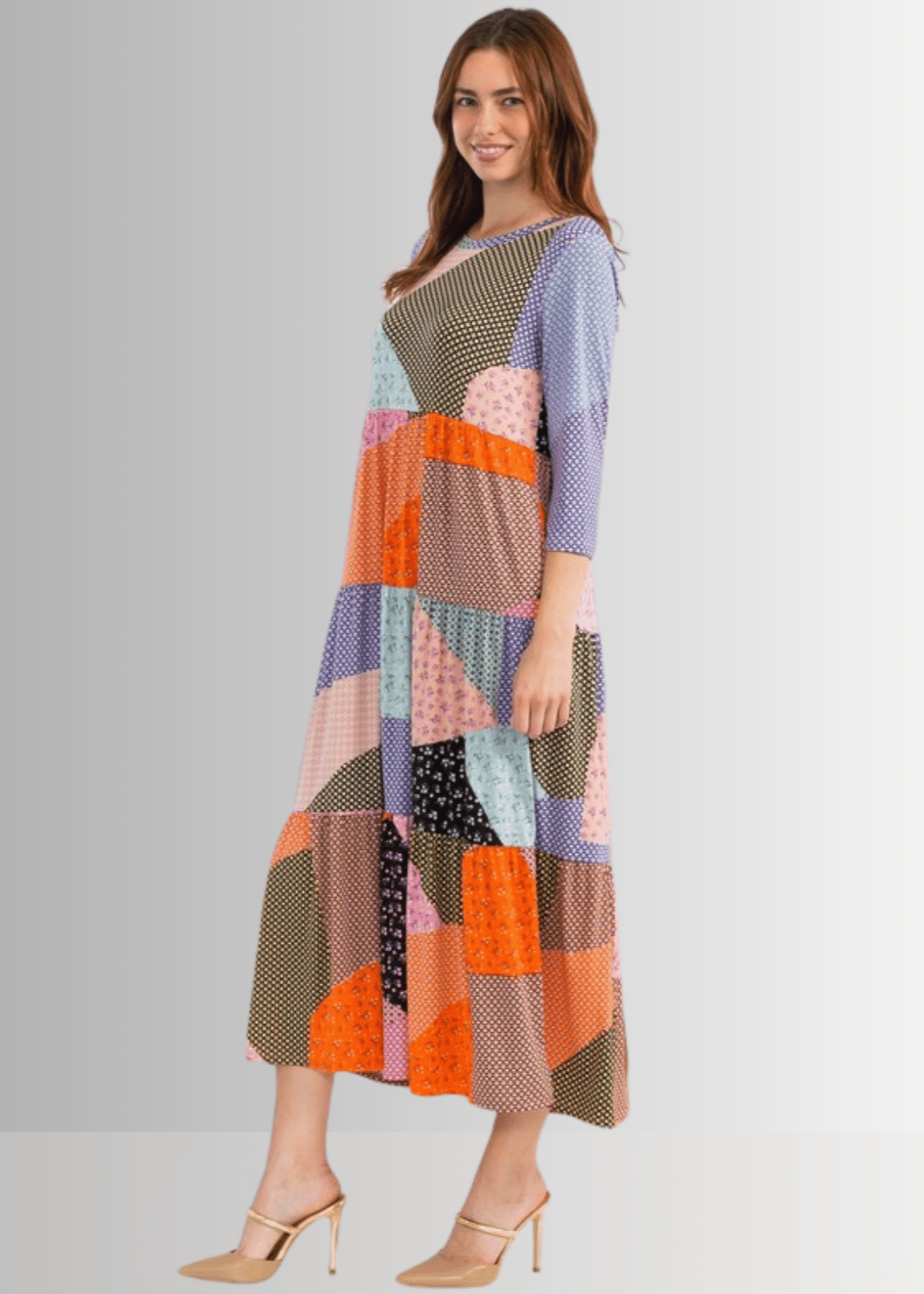 Patch Print Maxi Dress