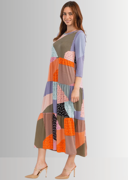 Patch Print Maxi Dress