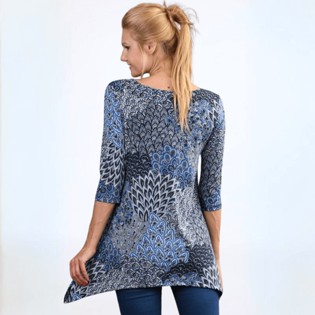 Asymmetrical Peacock Tunic Top Made in USA