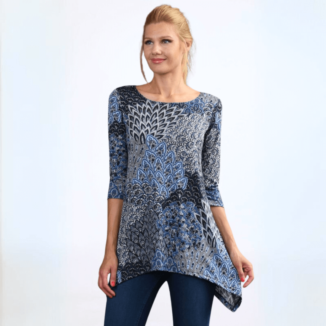 Asymmetrical Peacock Tunic Top Made in USA