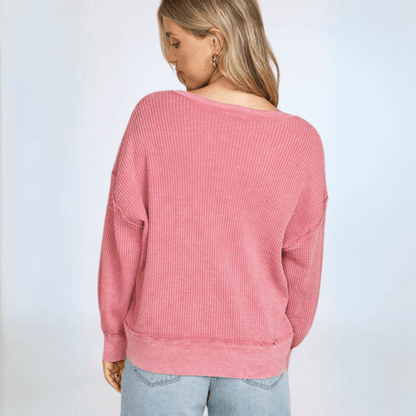 Slouchy Pink Cotton Waffle Top Made in USA