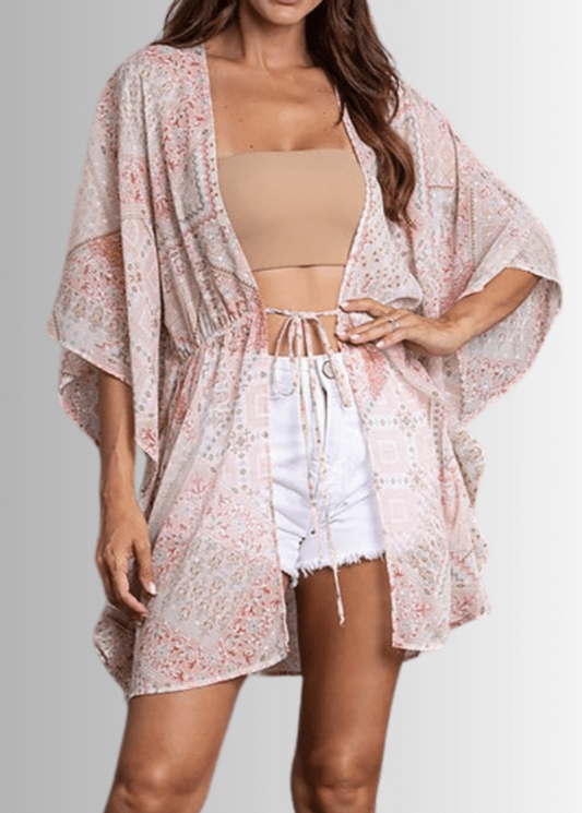 Baylee Pink Sheer Kimono Cardigan