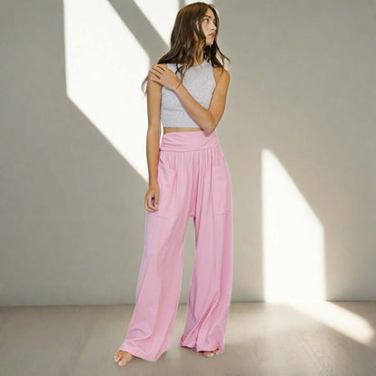 Banded Waist Baggy Pink Pants Made in USA