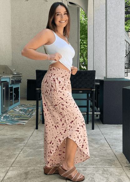 Easy Breezy Smocked Diagonal Cut Gaucho Pants in Lime