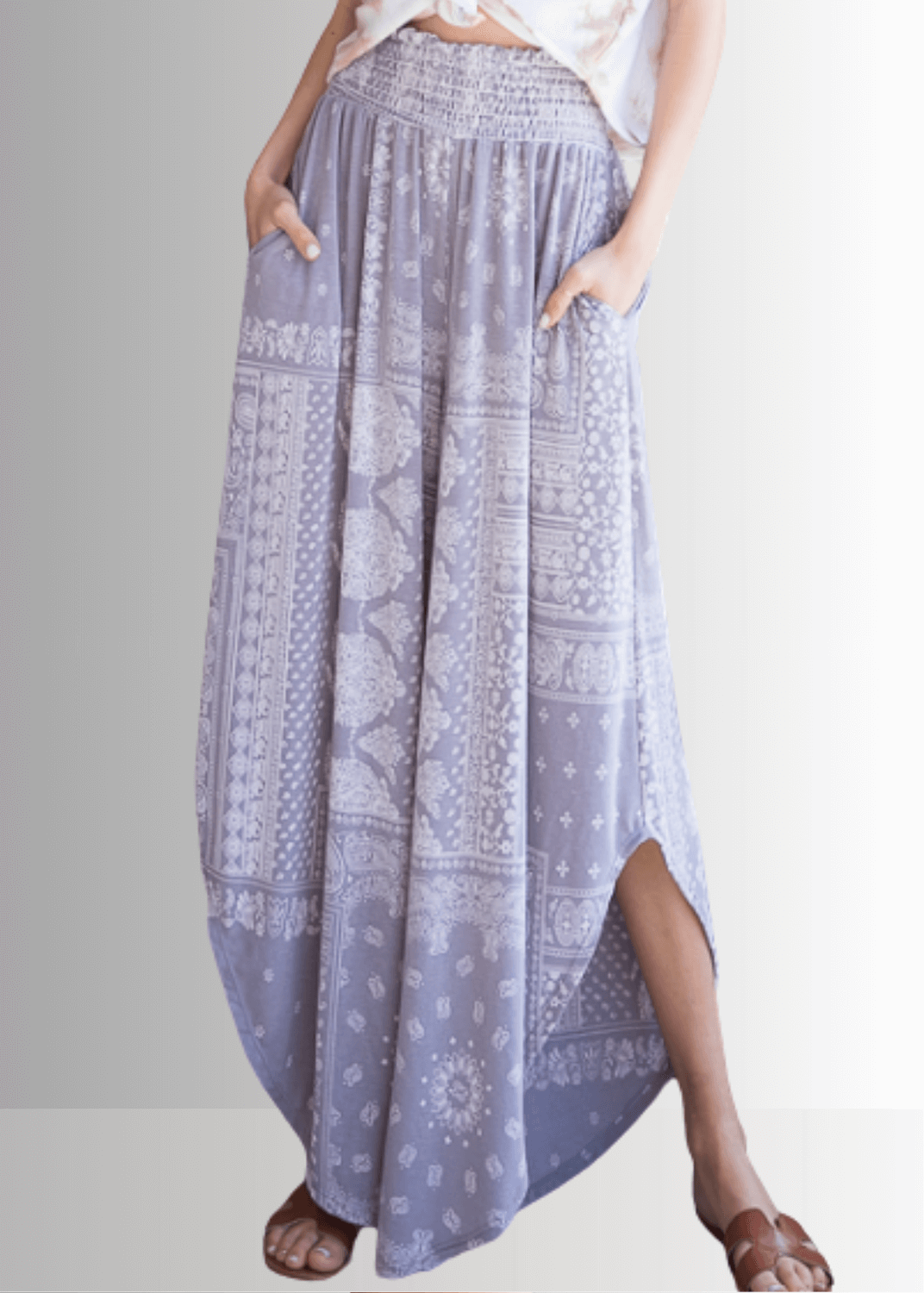 Boho Paisley Smocked Waist Pants