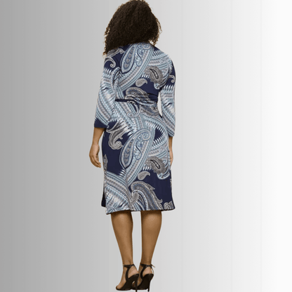 Effortless Beauty Navy Printed Wrap Dress Plus Size