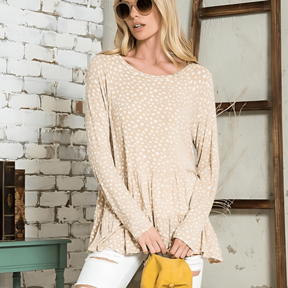 Lightweight Dot Print Baby Doll Top Made in USA