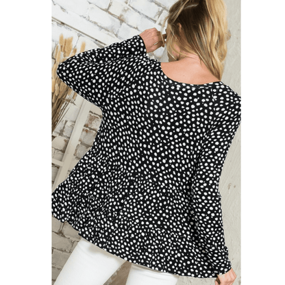 Lightweight Dot Print Baby Doll Top Made in USA