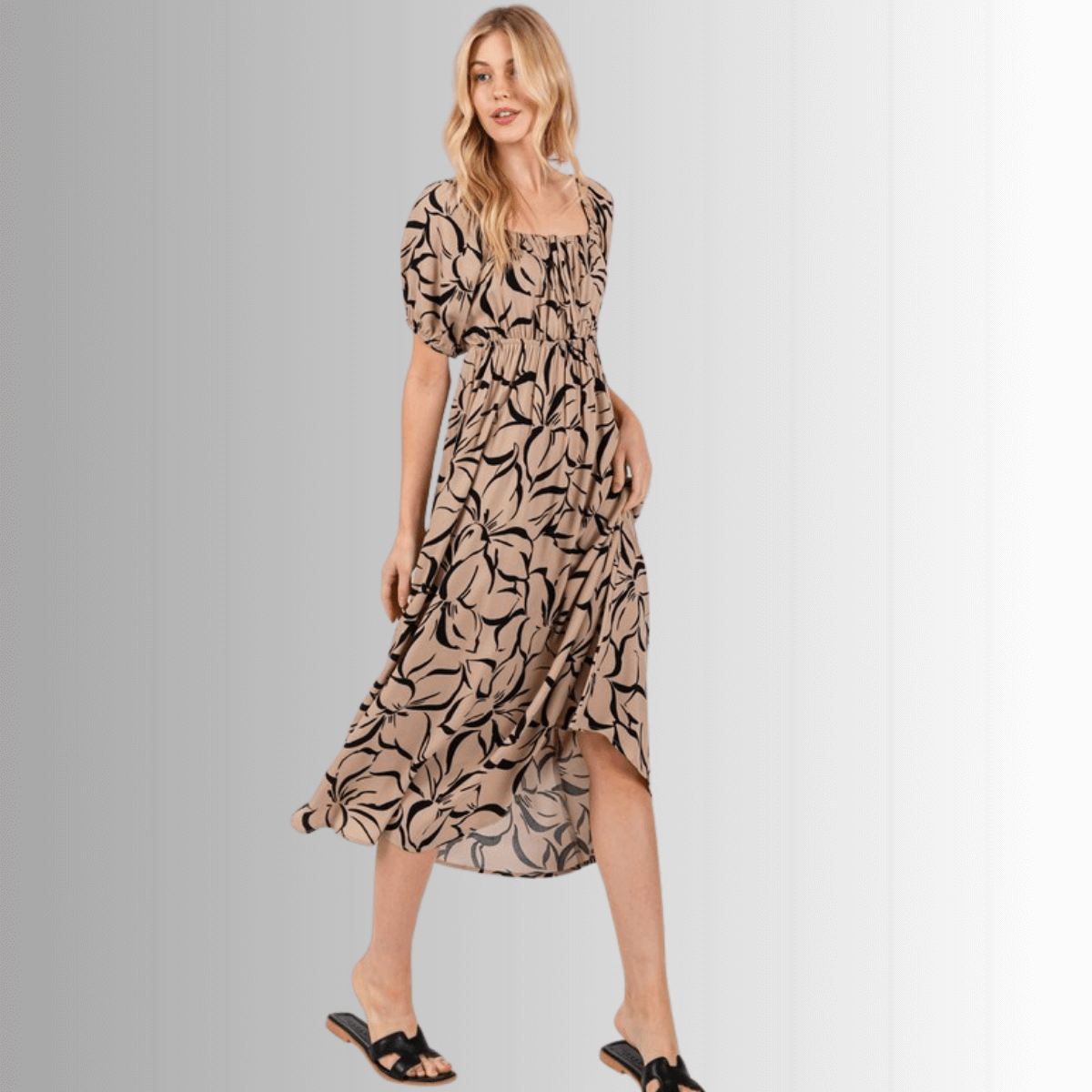 Ruth Puff Sleeve Midi Dress