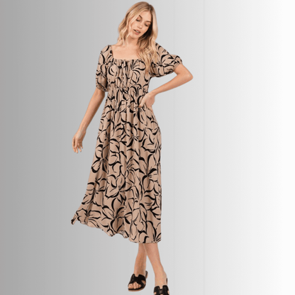 Ruth Puff Sleeve Midi Dress