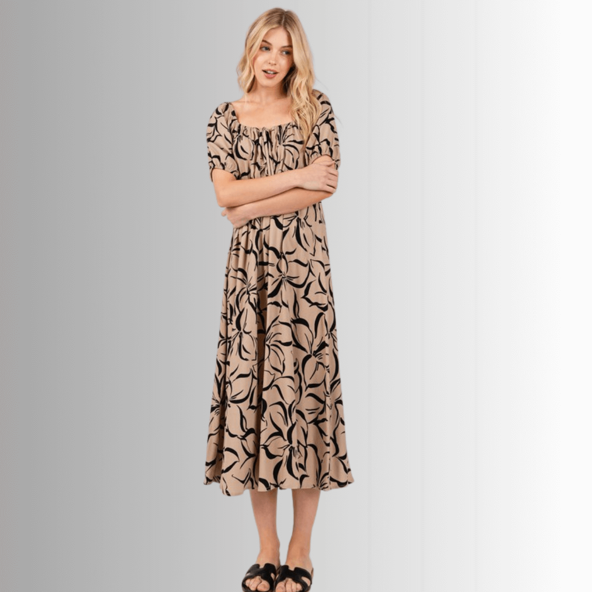 Ruth Puff Sleeve Midi Dress
