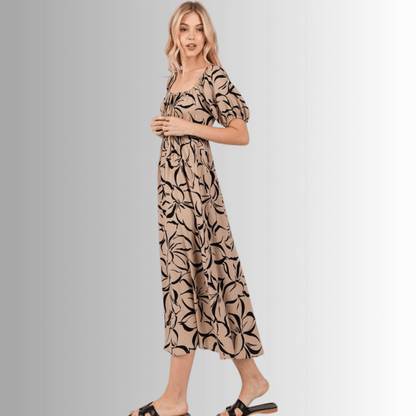 Ruth Puff Sleeve Midi Dress