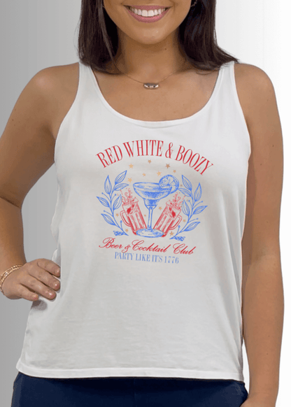 Red White Boozy Graphic Cotton Premium Tank