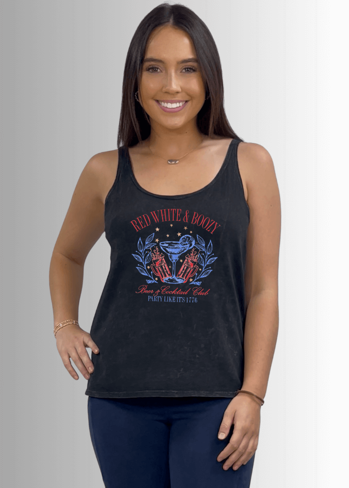 Red White Boozy Graphic Cotton Premium Tank