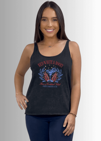 Red White Boozy Graphic Cotton Premium Tank