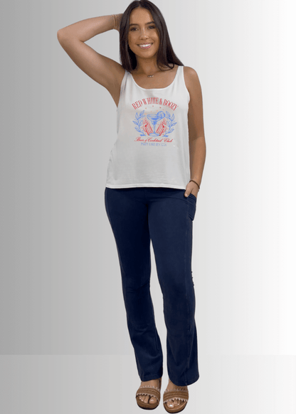Red White Boozy Graphic Cotton Premium Tank