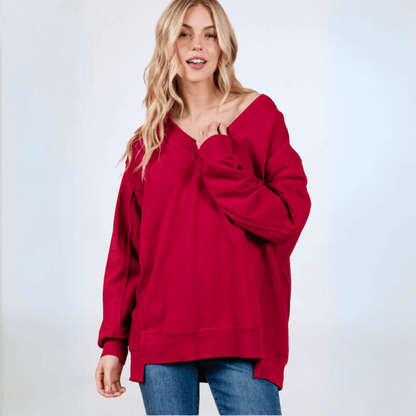 Relax in Red Oversized Sweatshirt Made in USA