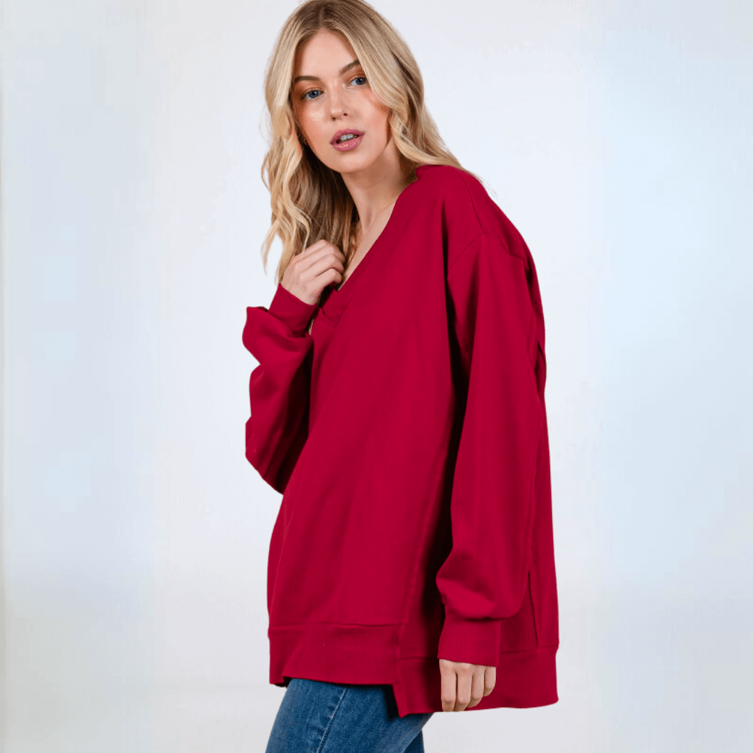 Relax in Red Oversized Sweatshirt Made in USA
