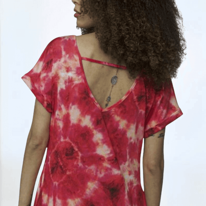 Red Tie Dye Jersey Beach Dress Made in USA