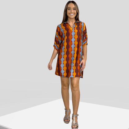 Charlotte Geometric Print Mini Dress Made in USA