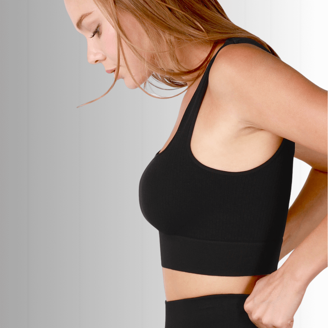 Nikibiki Square Neck Ribbed Base Layer Tank in Black