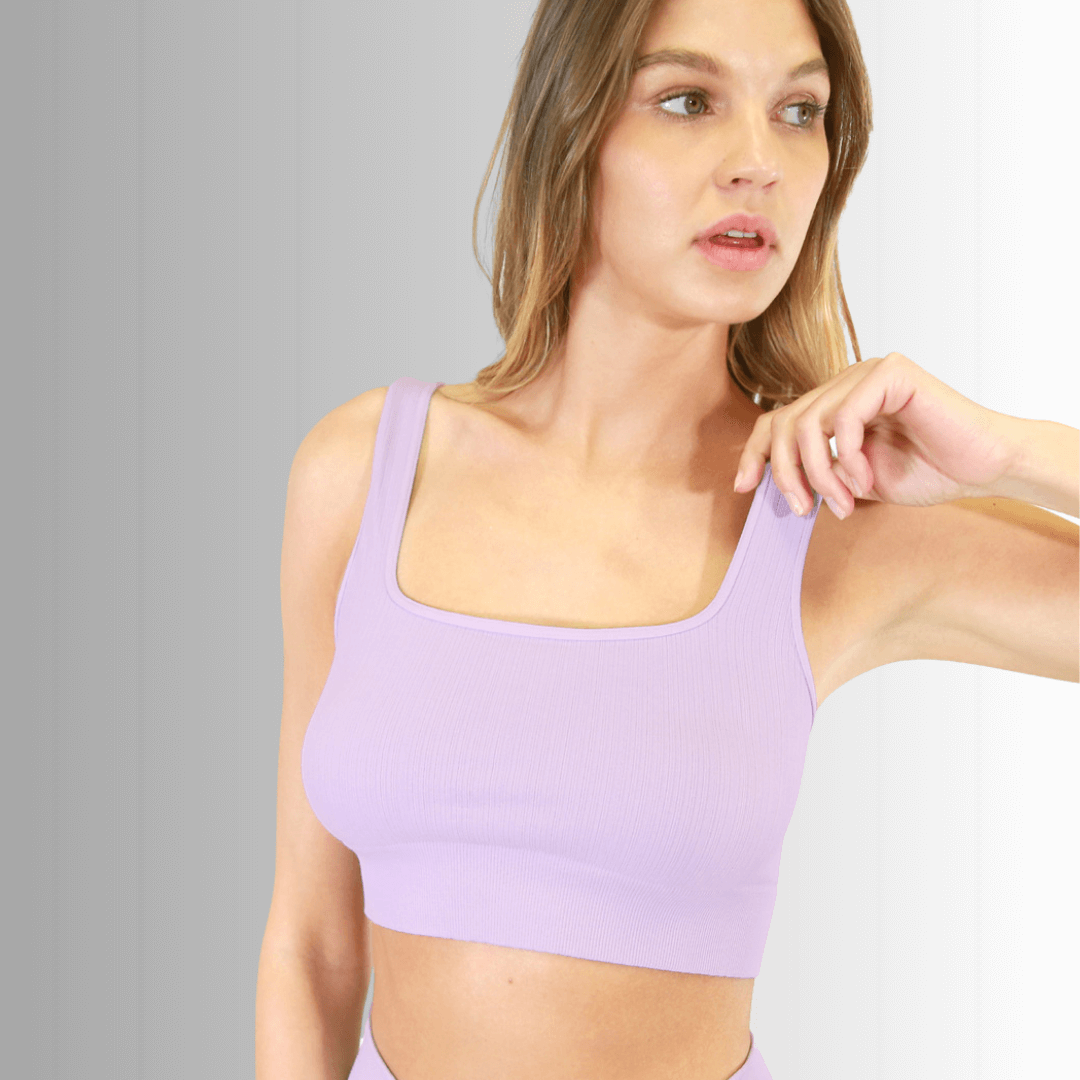 Nikibiki Square Neck Ribbed Base Layer Tank in Fair Orchid